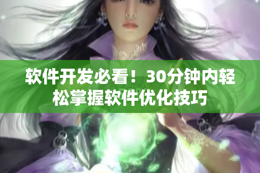 软件开发必看！30分钟内轻松掌握软件优化技巧