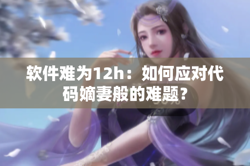 软件难为12h：如何应对代码嫡妻般的难题？