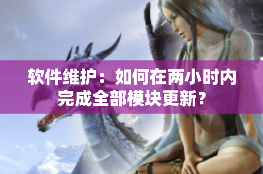 软件维护：如何在两小时内完成全部模块更新？