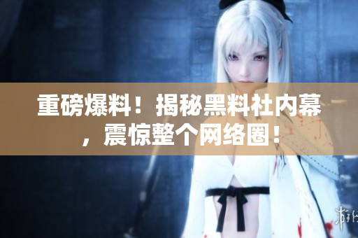 重磅爆料！揭秘黑料社内幕，震惊整个网络圈！