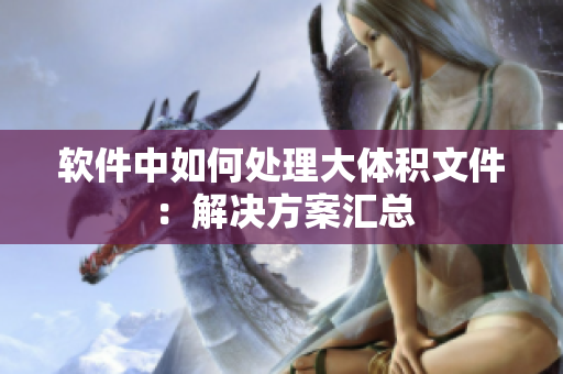 软件中如何处理大体积文件：解决方案汇总