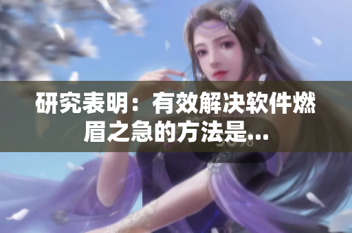 研究表明：有效解决软件燃眉之急的方法是...