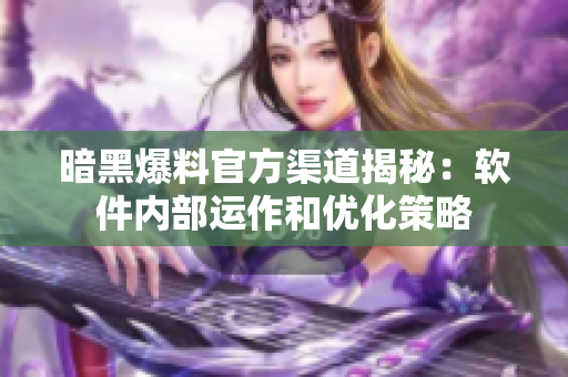 暗黑爆料官方渠道揭秘：软件内部运作和优化策略