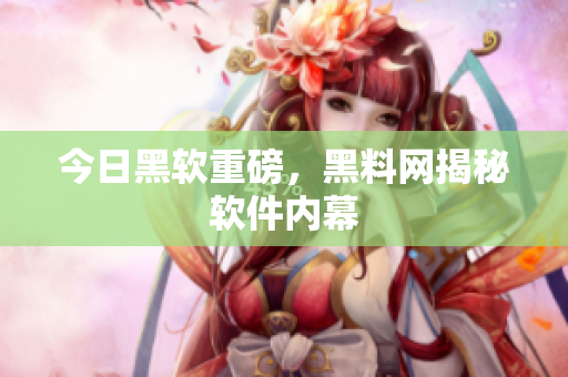 今日黑软重磅，黑料网揭秘软件内幕