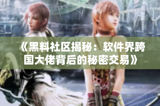 《黑料社区揭秘：软件界跨国大佬背后的秘密交易》