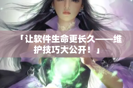 「让软件生命更长久——维护技巧大公开！」