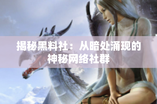 揭秘黑料社：从暗处涌现的神秘网络社群